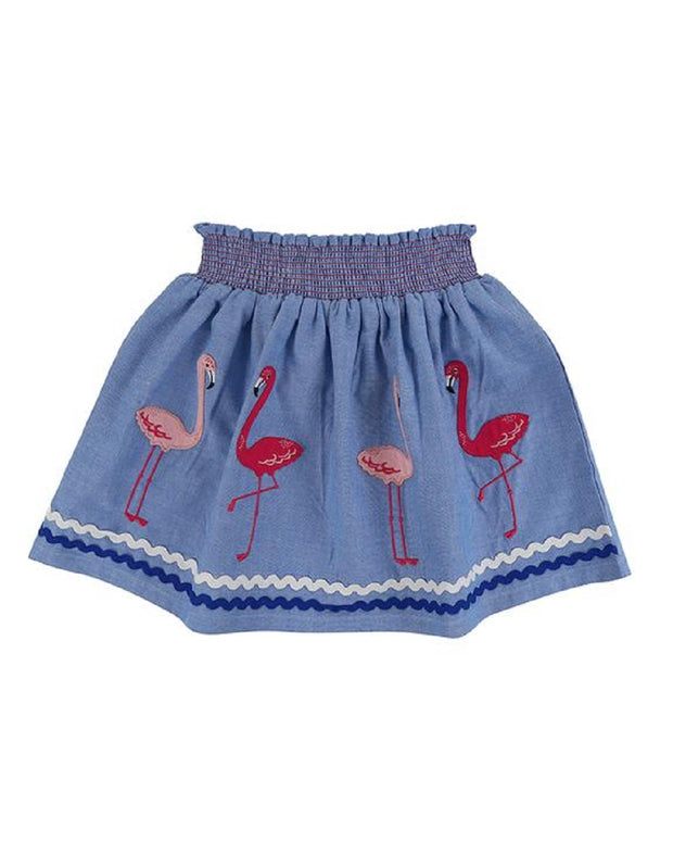 Flamingo Applique Hem Skirt