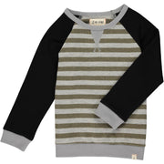 ME & HENRY Grey/Olive Stripe Raglan Sweatshirt