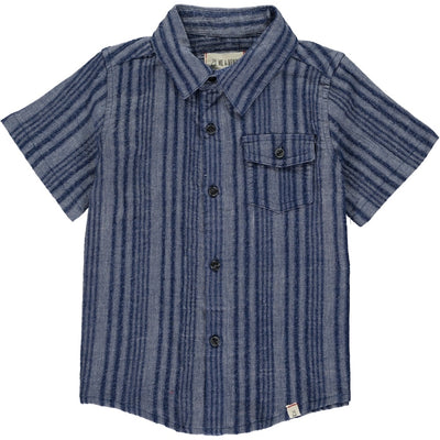 Navy Woven Button Up