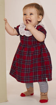 Lilly & Sid Red Plaid Dress with Ruffled Collar